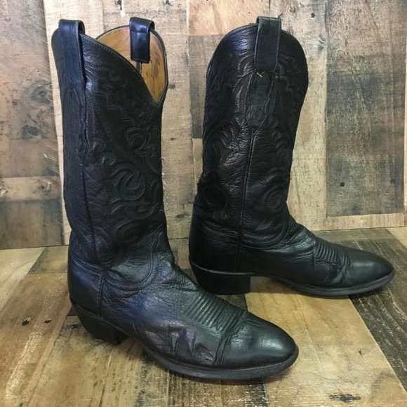Lucchese 2000 T3130R4 Classic Black Cowboy Boots Mens 8 D - Picture 5 of 12